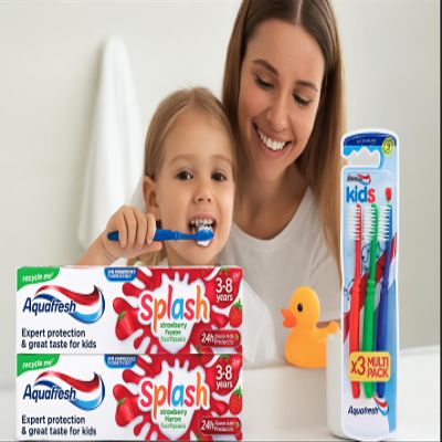 Dr Cosi Oral Care Set- 2xStrawberry & Mint Flavour Toothpaste 50 ml - 3-8 Years with Kids 0-7 Years Soft Bristles Toothbrush, Pack of 3