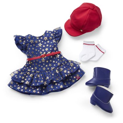 American Girl Team AG Navy Dress Set 18 inch Doll Clothes with Hat and Boots, Red, White, and Blue, 5 pcs, Ages 6+