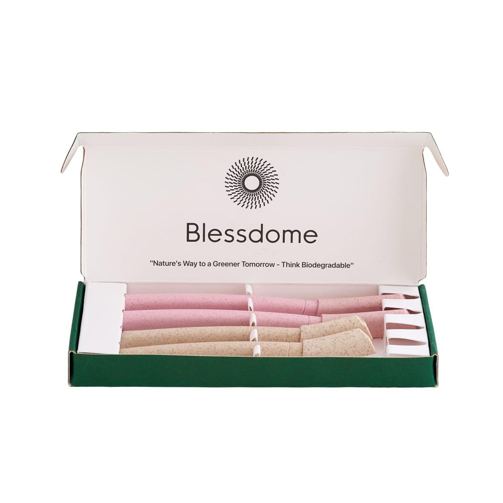 BLESSDOME 4 Pcs Biodegradable Wheat Straw Eyebrow Razor Shaper for Women | Peach Fuzz & Facial Hair Remover and Trimmer | Exfoliating Dermaplane Tool |Eco-Friendly Dermaplaning Blades for Face