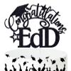 Congratulations EdD Cake Topper, Congrats Grad/Doctor of Education Cake Decor, Class of 2024 College Graduation Party Decorations Supplies, Black Glitter view 1