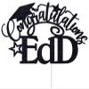 Congratulations EdD Cake Topper, Congrats Grad/Doctor of Education Cake Decor, Class of 2024 College Graduation Party Decorations Supplies, Black Glitter view 2