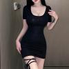 Sexy Lingerie Sexy Leopard Print Hot Passion Nightclub Cosplay Pure Desire Pajamas Role Playing Outfits for Women Sexy (Black One Size) view 2