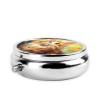 Personalized Pill Box, Custom Small Round Pill Case with 3 Compartment, Custom Pill Travel Organizer Holder 7 Day Weekly Medicine Pill Box Container for Purse,Abstract Art Cute Cat view 3