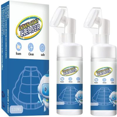 Downwear Detergent, Down Jacket Laundry Detergent, Dry Cleaning Spray Down Jacket Cleaner Dry Cleaning Quick Cleaning Agent for Down Jacket, with Brush Head (2pcs)
