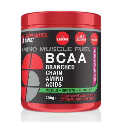 Supplements Direct - BCAA Powder - Cherry Fantastic Flavoured Powder - 200g - 20 Servings - Amino Acids Powder - Boosts Muscle Growth, Recovery & Repair - Amino Energy - Easy to Mix - Power Boost