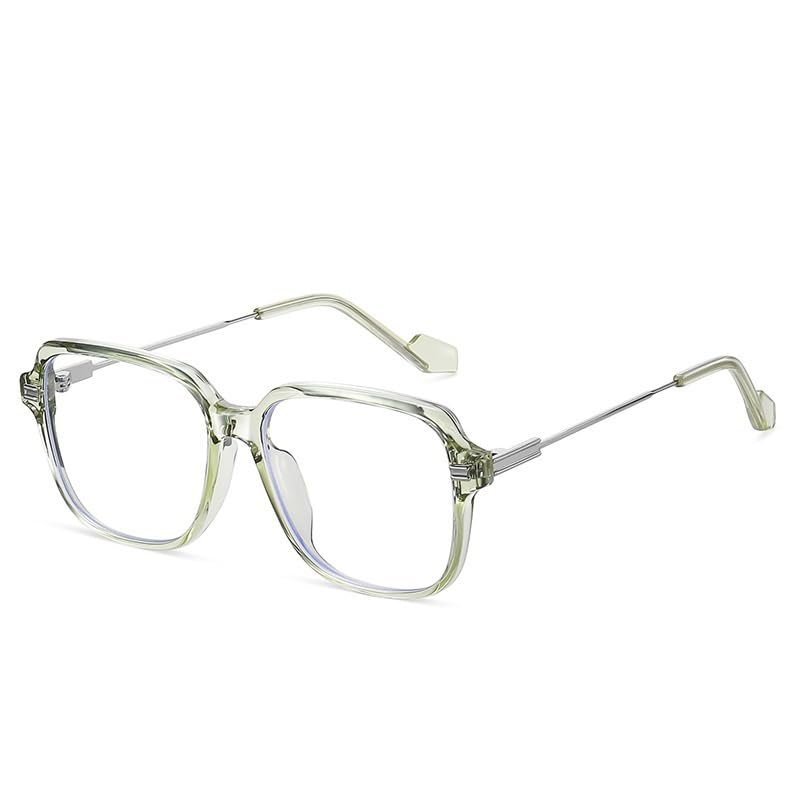 PARWANA Reading Glasses Anti Eye Strain Blue Light Blocking HD Computer Readers Square Flat Light Mirror Eyewear (Color : Green, Size : +300)