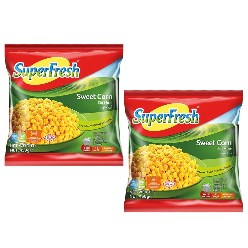 SuperFresh Frozen Items | Product of Turkey | Frozen Vegetables (Sweetcorn Misiri 450g, 2 Pack)