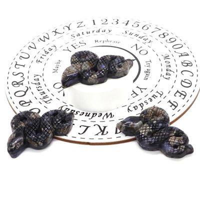 1PC 2" Snake Statue Natural Stone Crystal Rose Quartz Jade Jasper Lepidolite Carved Animal Figurine Home Decor,Rhyolite
