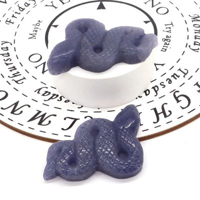 1PC 2" Snake Statue Natural Stone Crystal Rose Quartz Jade Jasper Lepidolite Carved Animal Figurine Home Decor,Blue Aventurine
