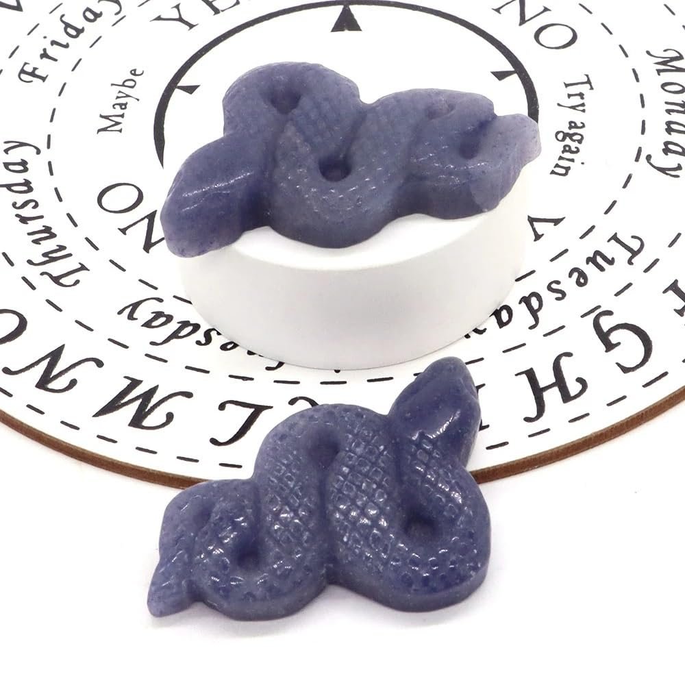 1PC 2" Snake Statue Natural Stone Crystal Rose Quartz Jade Jasper Lepidolite Carved Animal Figurine Home Decor,Blue Aventurine
