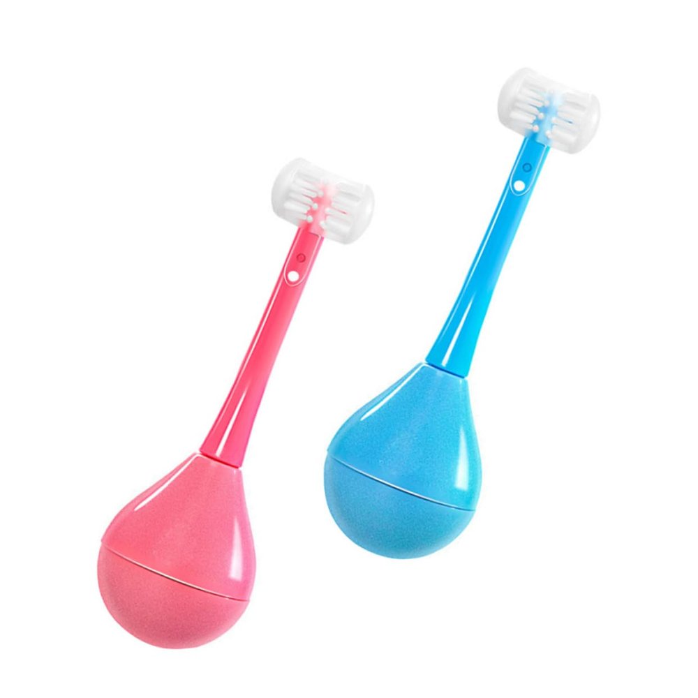 Mobestech Boys and Girls Supple Bristle Toothbrushes 2Pcs Set Portable Comfortable to Hold Tumbler Shaped for Newborns Dental Care Tool Teeth Cleaning