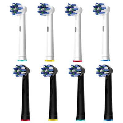 8pcs Cross Clean Replacement Heads Compatible with Braun Oral B Electric Toothbrush, 4pcs White and 4pcs Black.