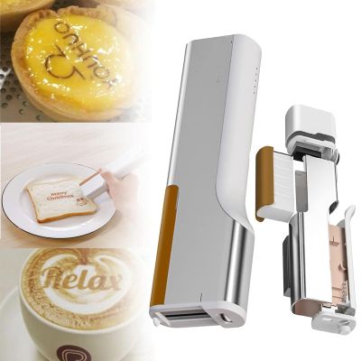 Food Printer Edible, Portable Printpen Mini Handheld Printer Coffee Printer Macaron Printer DIY Design Printer, Digital Inkjet Photo Selfie Printing Lightweight Printpen Cake Bread,BlackInkCartridges