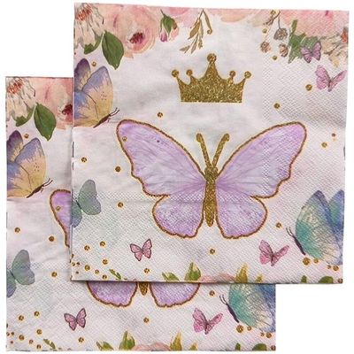 Hrippy Paper Napkins Butterfly Printed Napkins Elegant Serviettes Napkins Dinner Napkins for Wedding Dinner Tea Party Decoration