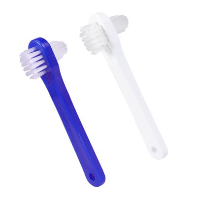 HAPINARY 4pcs Double-Headed Brush Set Multi-Tufted Angle-Trimmed Heads Firm Nylon Bristles Portable False Teeth Cleaning Tool