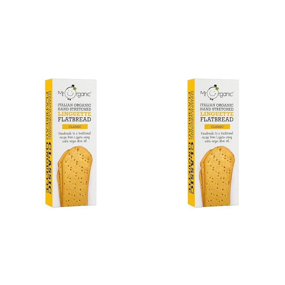 Mr Organic - Classic Flatbread 150g - Organic & Non-GMO - Made with Italian Extra Virgin Olive Oil - Perfect for Dipping and Snacking - Pack of 2