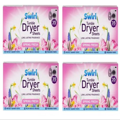 4 Pack Spring Fresh Tumble Dryer Laundry Sheets - 140 Sheets For Fresh Clothes and Linen