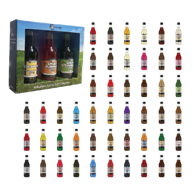Milkshake syrup customisable gift set. Includes 3 x 250ml bottles of your choice. 46 flavours to choose from.