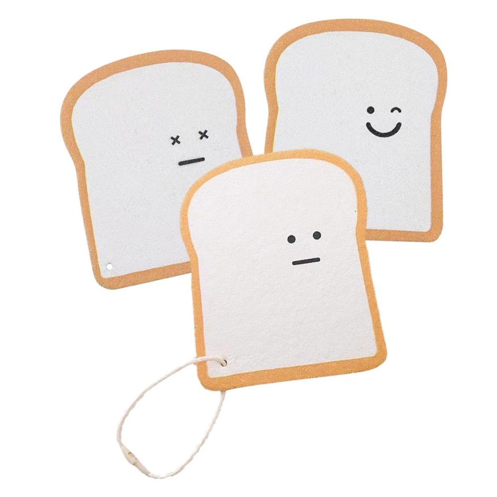 Gatuida Reusable Compact Cleaning Sponge 3pcs Set with Toast Print, Small Multi-Function Dish Washcloths for Kitchen Cleaning and Scrubbing