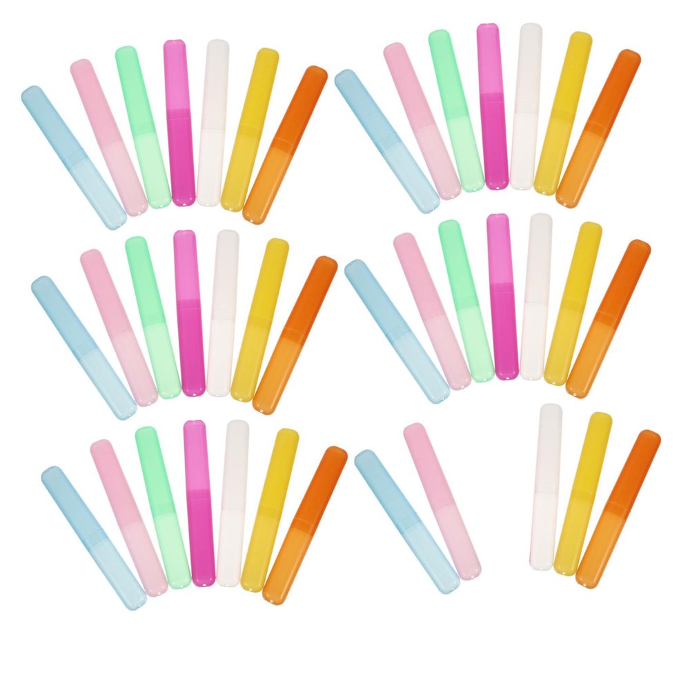 Mobestech 40pcs Portable Toothbrush Boxes Travel Case Set, Multi-Color Toothpaste Storage Containers with Dustproof Cover, Compact Oral Care Organizers for Travel and Home Use