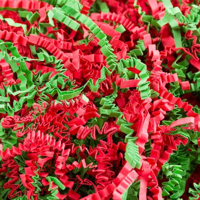 CHECHNYA Crinkle Cut Paper Shred Filler 1LB,Shredded Paper for Gift Baskets,Recyclable Craft Shred Paper Filler Red & Green Christmas Mix