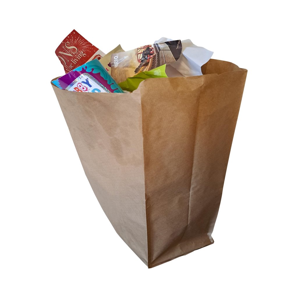 25L SHREDDING and PAPER WASTE SACK x 24 - COLLECT and RECYCLE PAPER WASTE and SHREDDED PAPER - RECYCLABLE - STRONG - WATER RESISTANT - SACK KRAFT PAPER use in Local Authority Recycling Schemes
