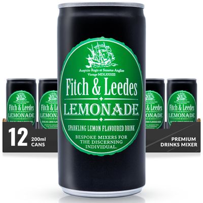 Fitch & Leedes Lemonade Mixer for Spirits & Cocktails (12 x 200ml)  Ideal for Whiskey, Rum, London Dry Gin, Vodka, and Spiced Rum, Adding a Subtle and Sophisticated Lemon Zing