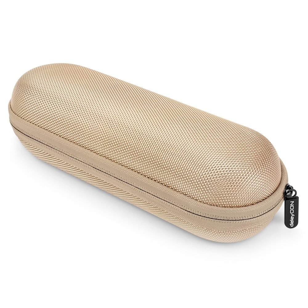 deleyCON Toothbrush Case, Matte Gold, Travel Carrier with Interior Pocket for Electric Toothbrushes, Razors, Combs, Toothpaste, 23.5 x 9 x 6.5 cm, 145 g