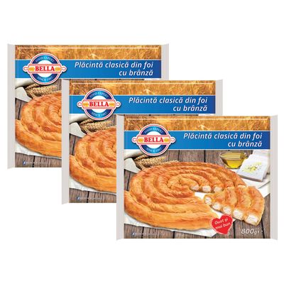 Bella Frozen Pie from Romania (Placinta Branza 800g, 3 Pack)