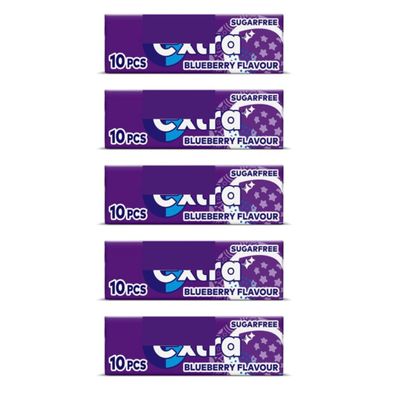 5 x packs xtra Blueberry Flavour Sugar Free Chewing Gum 14g x 5 Multipack