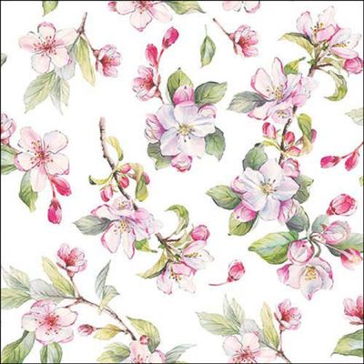 20 Ambiente Paper Napkins "Spring Blossom White" Vintage Table Decoration with Motif Also for Party or Decoupage 33 x 33 cm