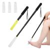 Fanwer Toe Cleaning Brush,Foot Brush with Reusable Drying Covers.Foot Scrubber with Telescopic Aluminum Alloy 12"-24",Long- Handled Toe Lotion Applicator for Seniors,Elderly, Disabled Men and Women view 1