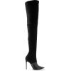 WOkismD 12CM Women's Black Stretch Suede Thigh Boots Over The Knee Boots Large Size,Black,45 view 1