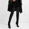 WOkismD 12CM Women's Black Stretch Suede Thigh Boots Over The Knee Boots Large Size,Black,45 view 3