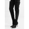 WOkismD 12CM Women's Black Stretch Suede Thigh Boots Over The Knee Boots Large Size,Black,45 view 4