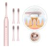 3 Set of Electric Toothbrush 4 Teeth Heads IPX7 Waterproof Automatic Toothbrush Pink view 4