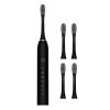 3 Set of Electric Toothbrush 4 Teeth Heads IPX7 Waterproof Automatic Toothbrush Black view 2