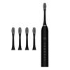 3 Set of Electric Toothbrush 4 Teeth Heads IPX7 Waterproof Automatic Toothbrush Black view 3