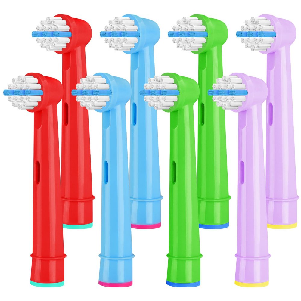 LOPHE Replacement Toothbrush Heads Compatible with Oral B Electric Toothbrush, 8 Heads Child Friendly Kids Electric Toothbrush Heads, Soft Bristle Brush Heads for Kids Teeth Clean Dental Protection