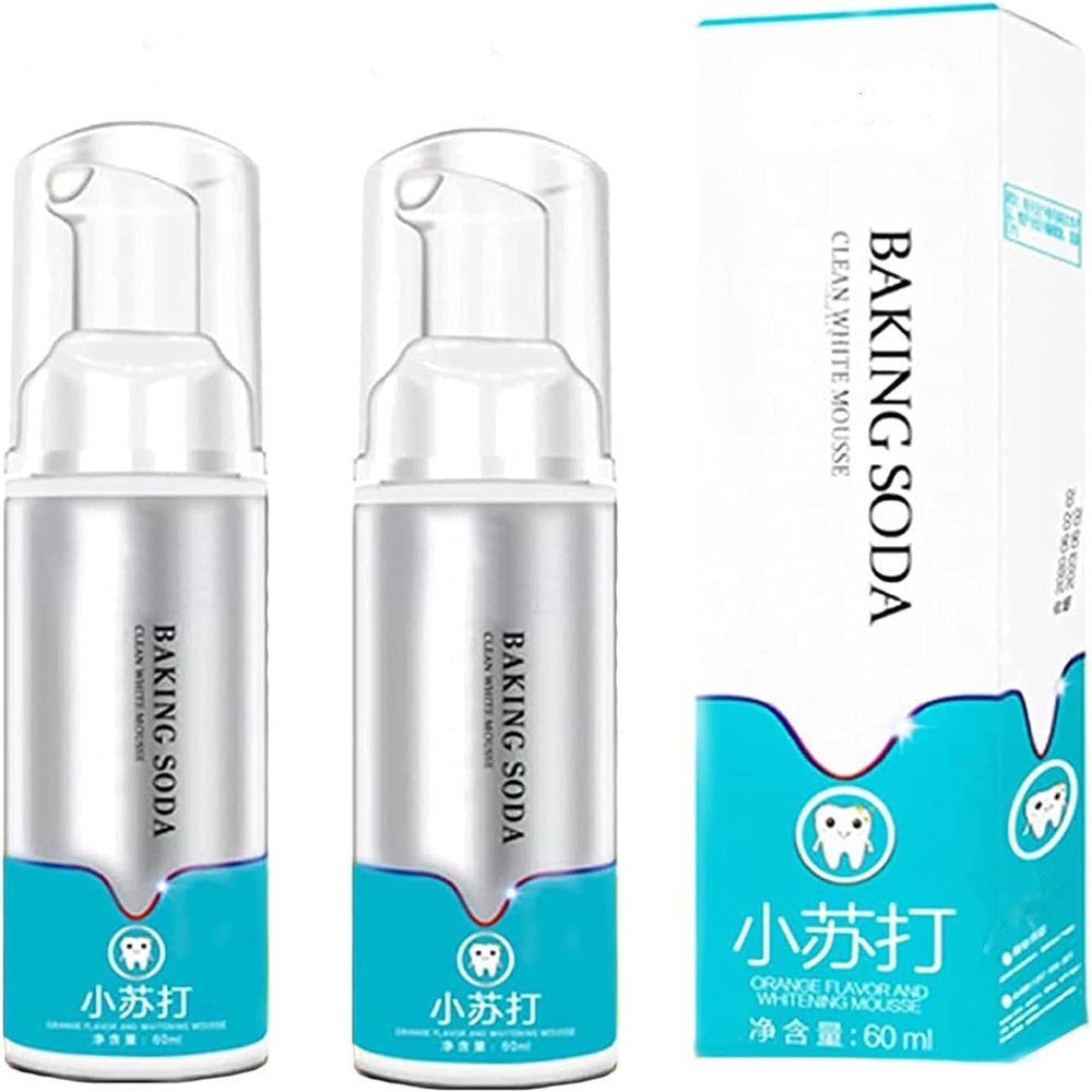 Toothpaste Cleansing Foam,Ultra-fine Mousse Foam Whitening Toothpaste,Baking Soda Toothpaste,Intensive Stain Removal Toothpaste,Travel Friendly,Easy to Use (2pcs)