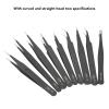9PCS Accuracy Tweezer Set, Stainless Steel Anti Slip Pointed Curved Tips Tweezer Set, for Cell Phone Electronics Repair view 4