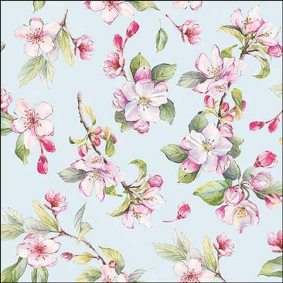 20 Ambiente Paper Napkins "Spring Blossom Blue" Vintage Table Decoration with Motif Also for Party or Decoupage 33 x 33 cm