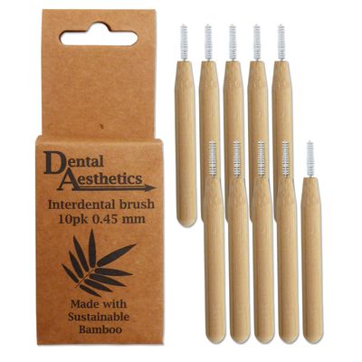 Bamboo Interdental Brushes ~ Bamboo Handle, Eco Friendly, 10 Pack (0.45mm)