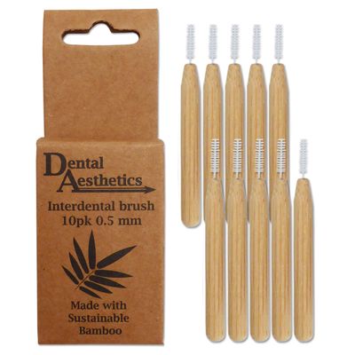 Bamboo Interdental Brushes ~ Bamboo Handle, Eco Friendly, 10 Pack (0.5mm)
