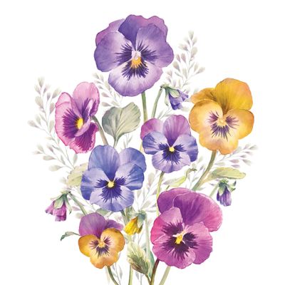 20 Ambiente Paper Napkins "Pansies" Vintage Table Decoration with Motif Also for Party or Decoupage 33 x 33 cm