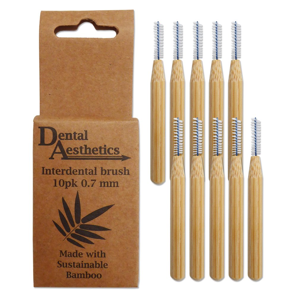 Bamboo Interdental Brushes ~ Bamboo Handle, Eco Friendly, 10 Pack (0.7mm)