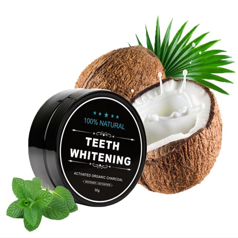 30 g White Teeth Whitening Powder, Teeth Cleaning for White Teeth, Natural Coconut Activated Carbon Powder, Teeth Whitening, Removal of Gums, Activated Powder, Activated Carbon Toothpaste (1