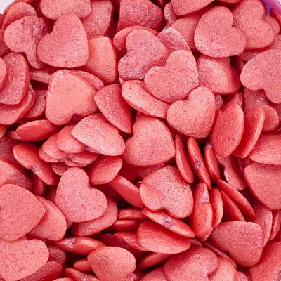 A Pinch Of - Red Shimmer Love Hearts - Cake Topper Sprinkles - 25g Edible Shimmer Cupcake Decorations - Birthdays, Weddings & Romantic Celebrations