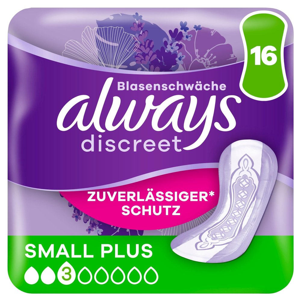 Always Discreet Incontinence Pads for Women Small Plus Pack of 16 All-Round Protection Incredible Discretion