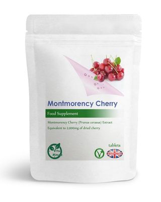 Montmorency Cherry 2000mg Tablets (Vegan) High Active Strength Muscle, Gout (Pack of 180)